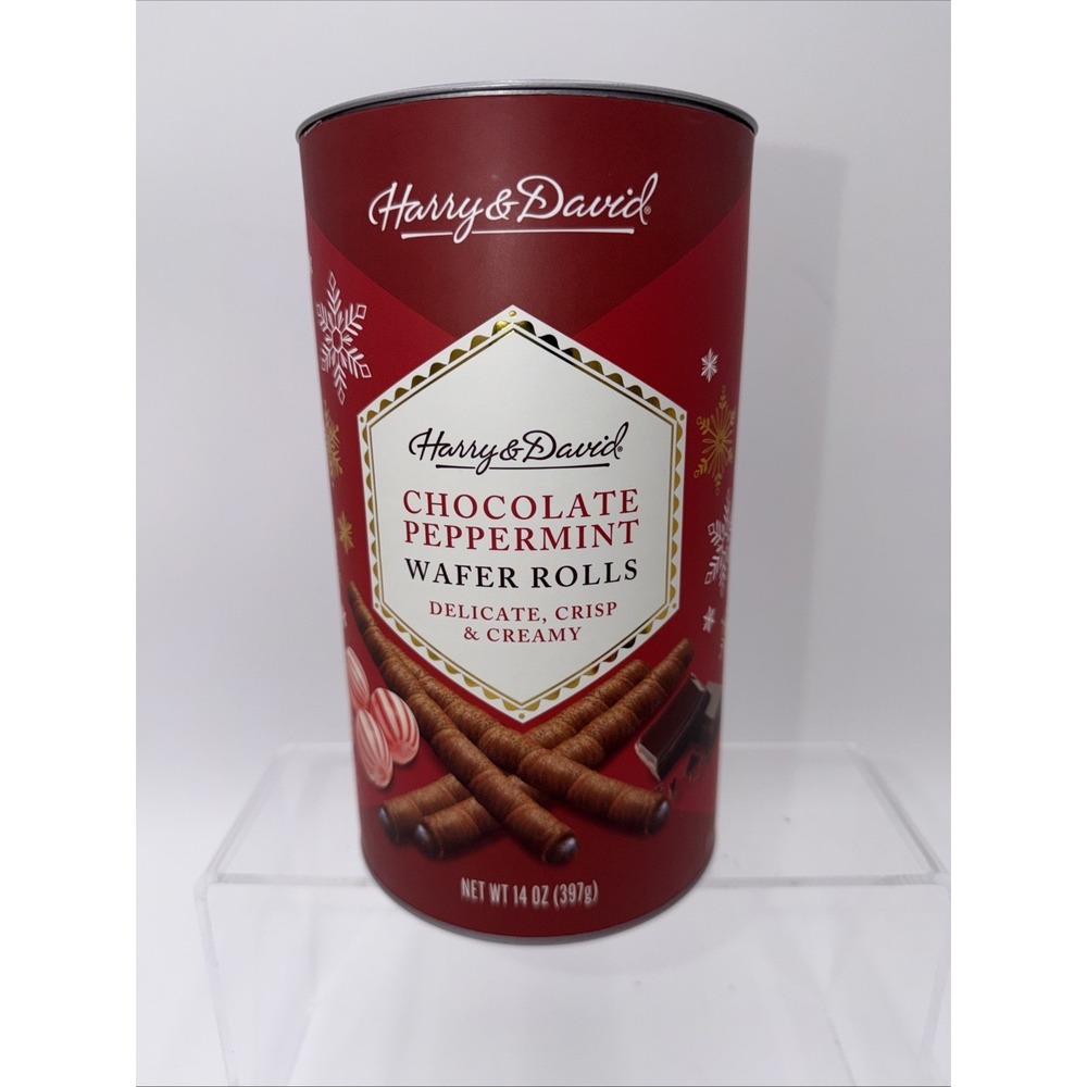 HARRY &‎ DAVID CHOCOLATE PEPPERMINT WAFER ROLLS + 14 OZ. RARE AND BRAND NEW